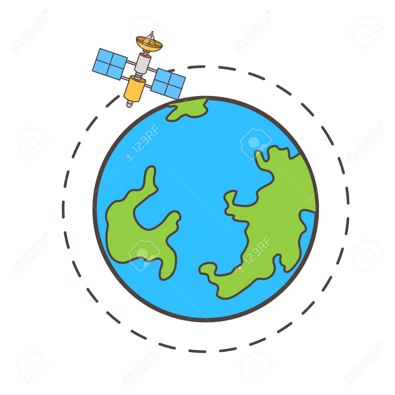 1300x1300 84113255 Satellite Moving Around The Earth Vector Graphic 10
