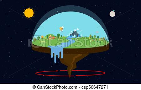 450x290 Theory Of Flat Earth. Vector Illustration In Flat Design.