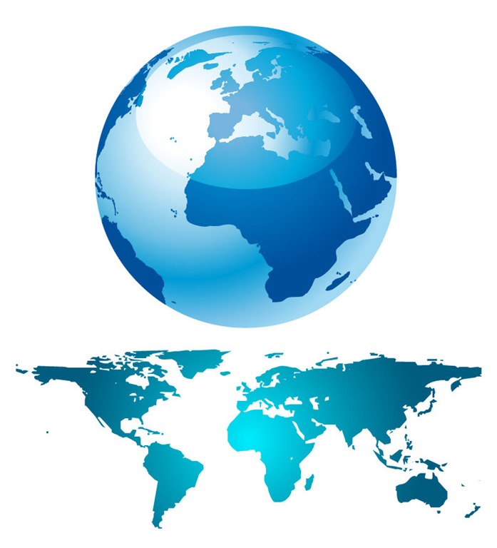 697x768 Blue Globe And World Map Free Vector Graphics All Free Web
