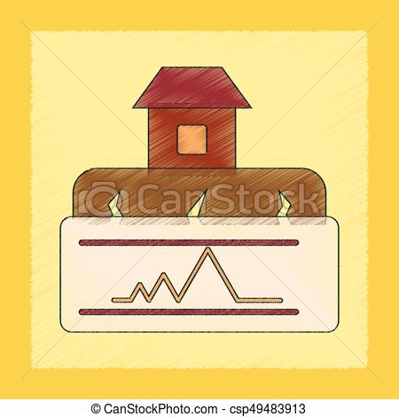 450x470 Flat Shading Style Icon Natural Disaster Earthquake. Flat