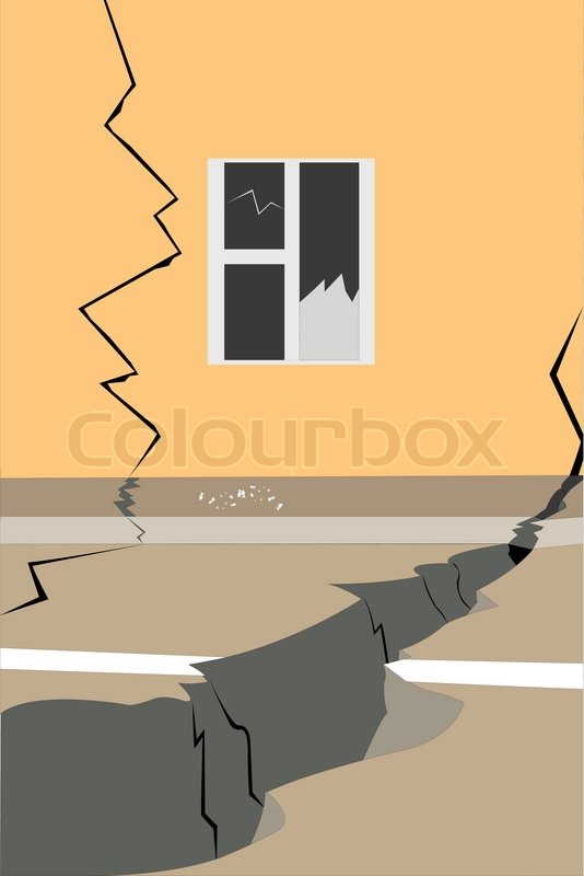 534x800 Vector Illustration Of Street After An Earthquake Stock Vector