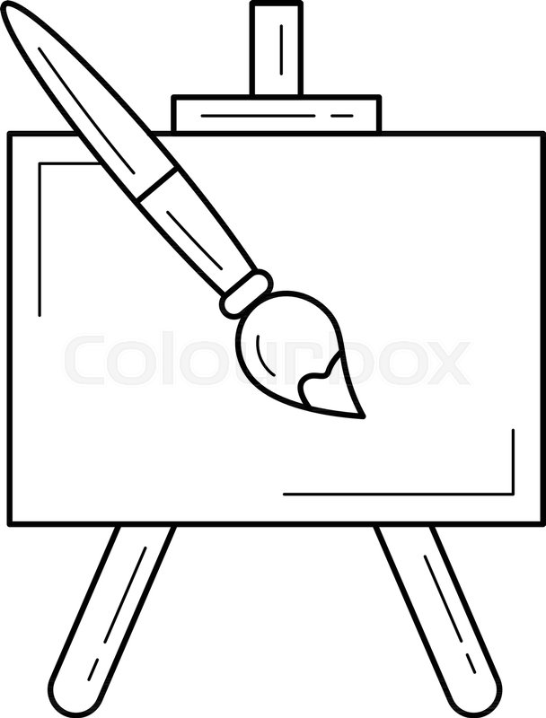 608x800 Easel Vector Line Icon Isolated On White Background. Artistic