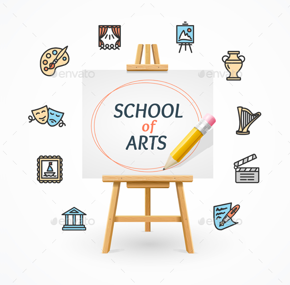 590x580 Art School Concept With Easel. Vector By Mousemd Graphicriver