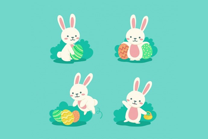 690x462 High Quality Easter Bunnies Vector Clipart. Huge Collection