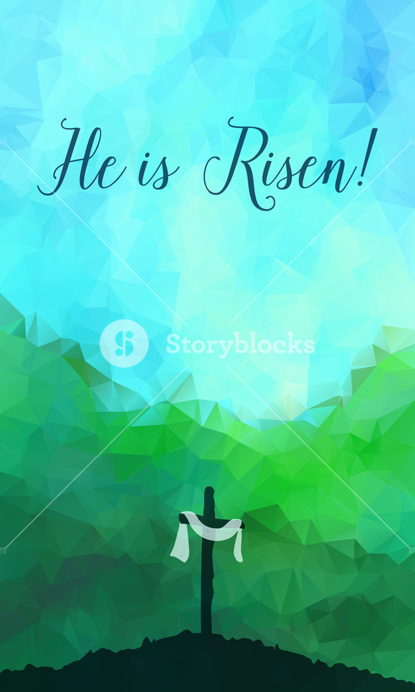 600x1000 Easter Scene With Cross. Jesus Christ. Watercolor Vector