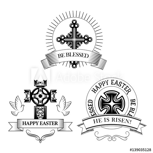 500x500 Easter Cross Vector Symbols For Paschal Greeting
