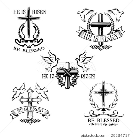 450x468 Easter Cross Vector Symbols For Paschal Greeting