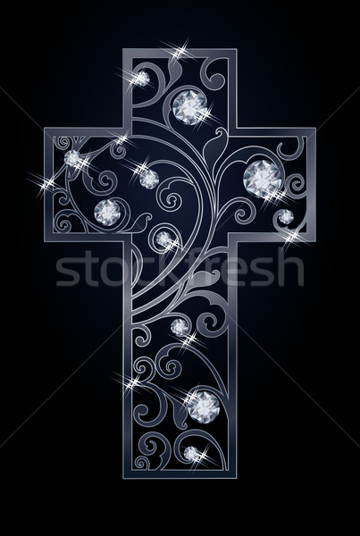 403x600 Easter Cross With Diamonds, Vector Illustration Vector