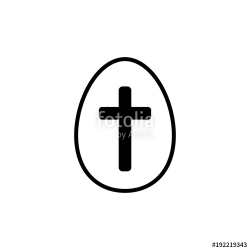 500x500 Easter Egg With A Cross Vector Icon. Easter Concept. Sign, Outline