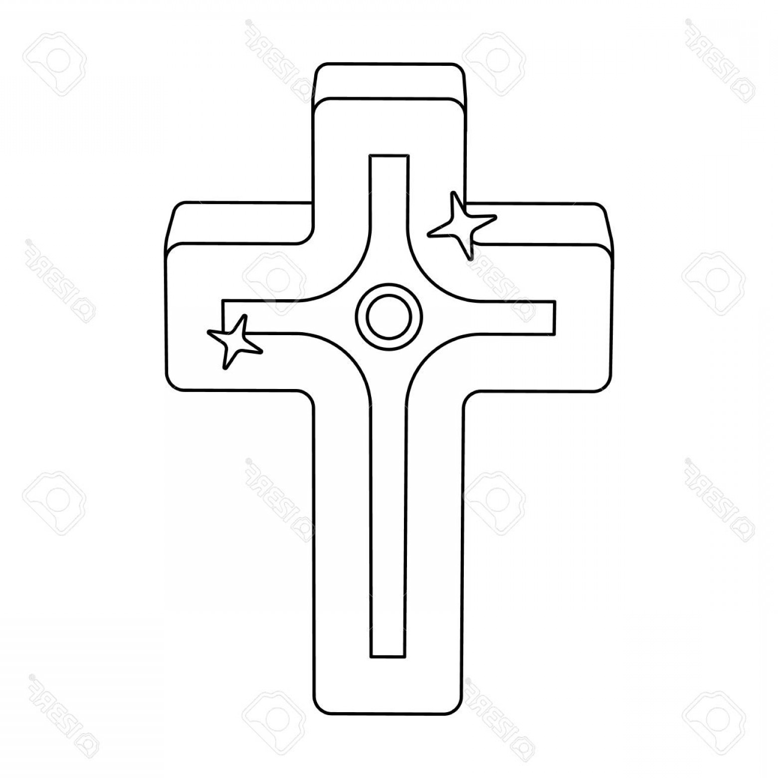 1560x1560 Photostock Vector Golden Cross Easter Single Icon In Outline Style