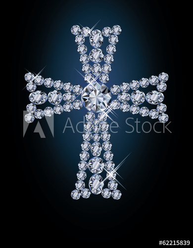 390x500 Diamond Easter Cross, Vector Illustration
