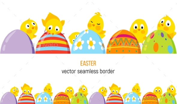 590x346 Easter Vector Border With Chicks And Eggs By Xana Ukr Graphicriver