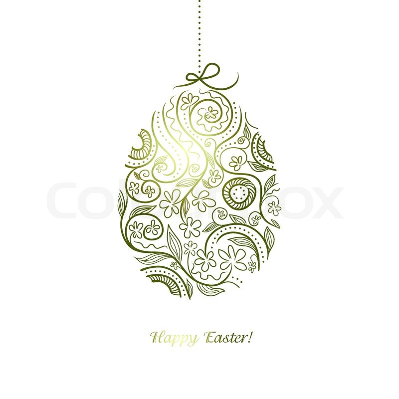 800x800 Easter Vector Decorative Egg With Floral Ornate Design Stock
