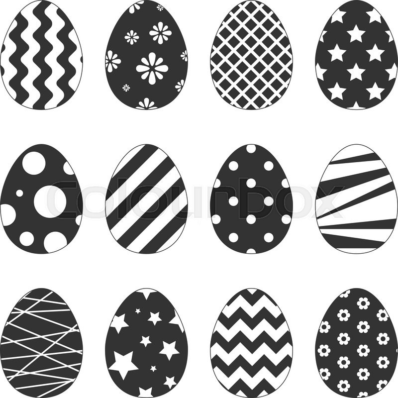 800x800 Set Of Egg Stickers With Different Patterns For Easter. Vector