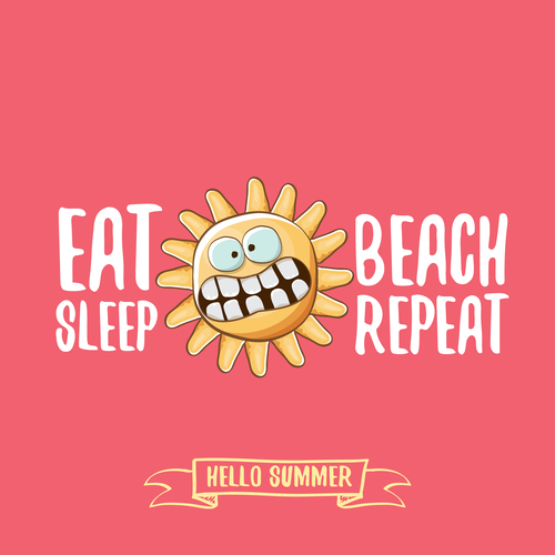 500x500 Eat Sleep Beach Summer Poster Template Vector 06 Free Download