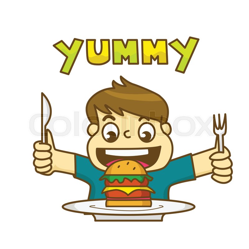 800x800 Little Boy Is Very Happy To Eat Delicious Hamburger And Holding A
