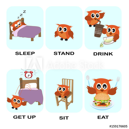 500x500 Verb Word Vector Background For Preschool.verb Set (Sleep Stand