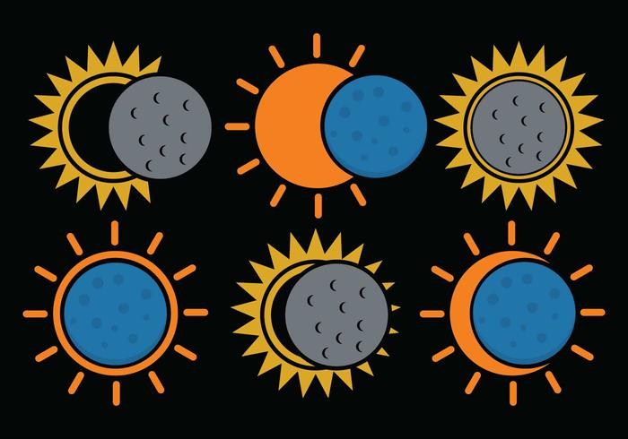 700x490 Solar Eclipse Vector Set