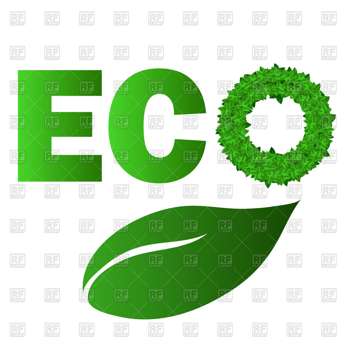 1200x1200 Green Leaves Letters Eco Vector Image Vector Artwork Of Fonts