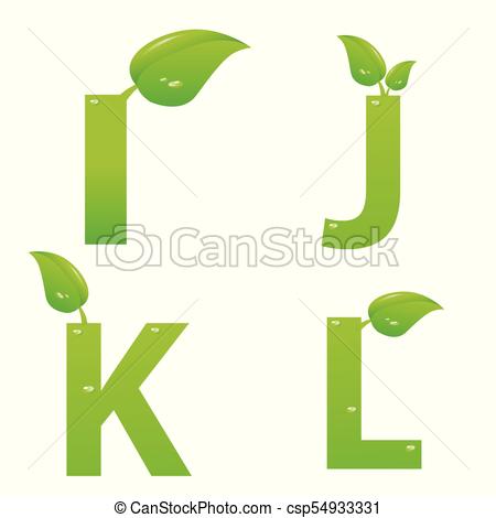 450x470 Vector Set Of Green Eco Letters Logo With Leaves.