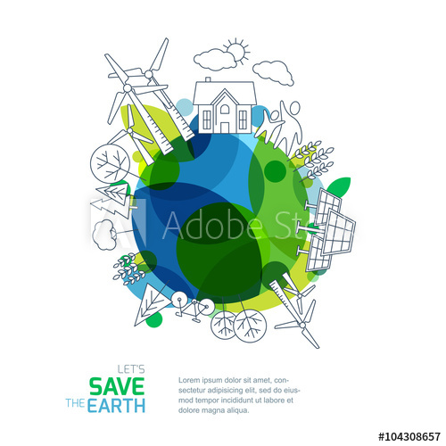 500x500 Environmental And Ecology Vector Illustration. Green Earth With