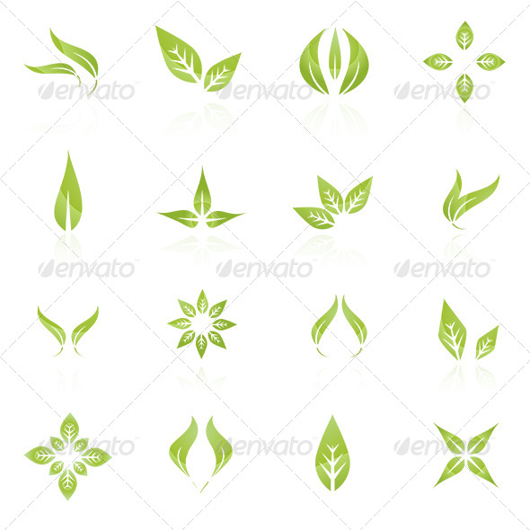 590x590 Green Leaves Ecology Vector Icon Set By Blnt07 Graphicriver