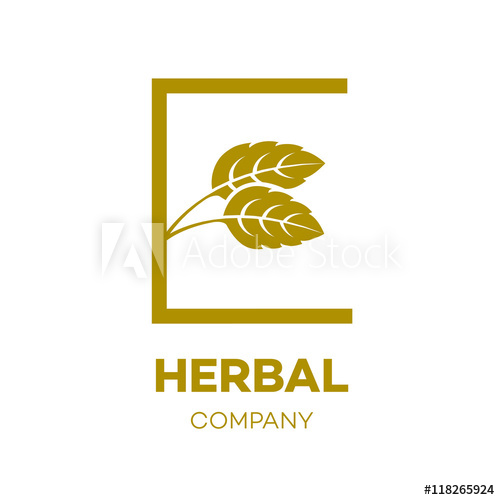 500x500 Letter E Logo Gold,green Leaf,herbal,pharmacy,ecology Vector