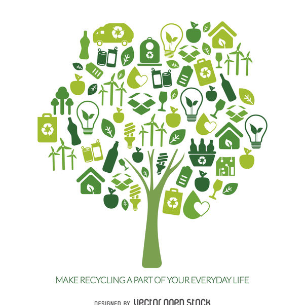 602x602 Recycle Tree With Ecology Icons Free Vector Download 365449 Cannypic