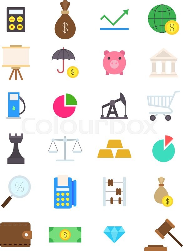 585x800 Set Of 24 Economy Vector Icons Stock Vector Colourbox