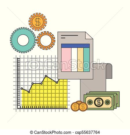 450x470 White Background With Colorful Set Graphics Growth Economy Vector