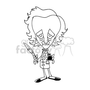 300x300 Royalty Free Edgar Allan Poe Bw Cartoon Caricature 391701 Vector