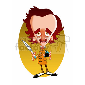 300x300 Royalty Free Edgar Allan Poe Cartoon Caricature 391734 Vector Clip