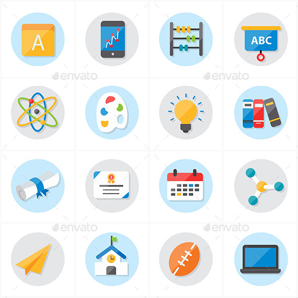 590x590 Flat Icons For School And Education Vector By Karawan Graphicriver