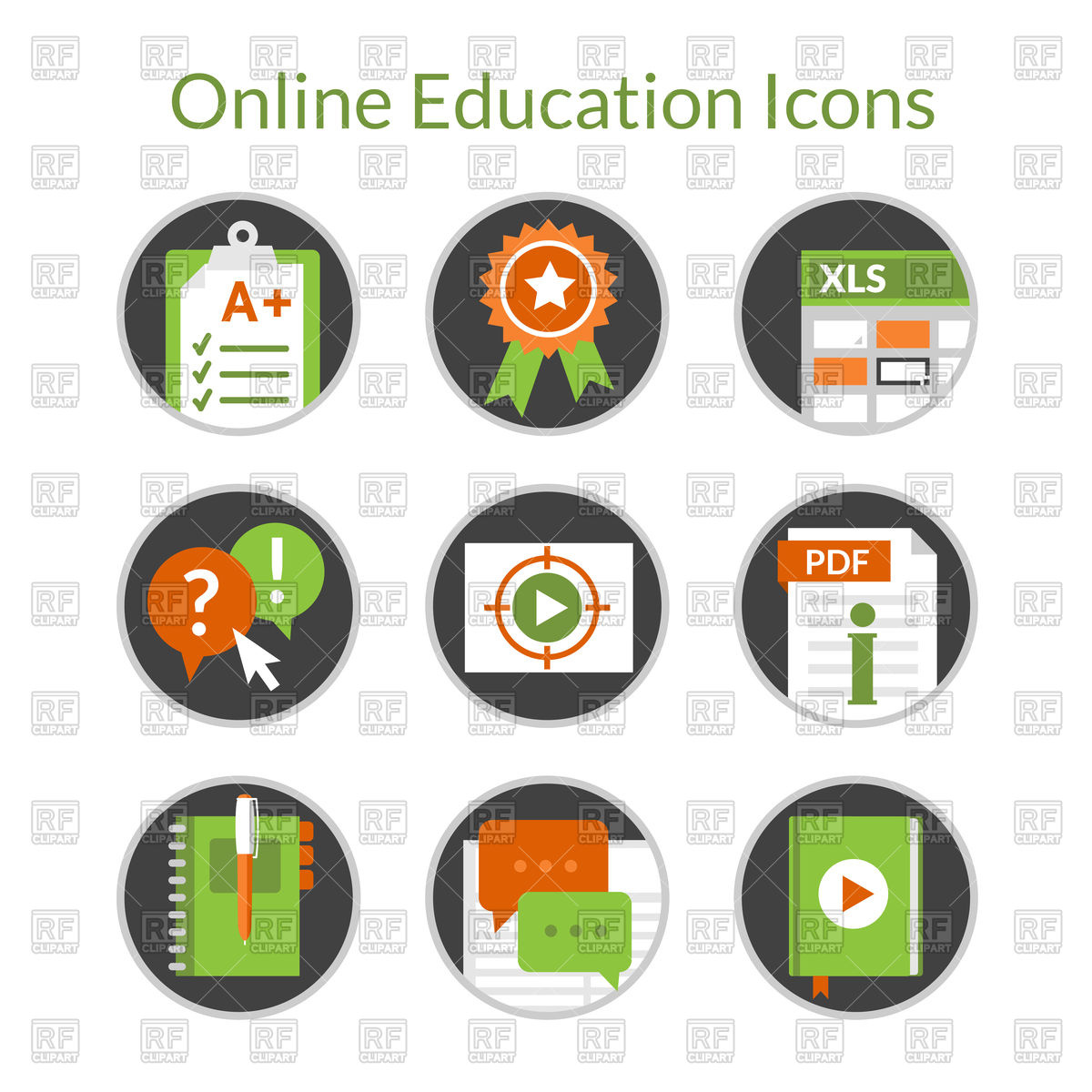 1200x1200 Set Of Flat Icons Of E Learning And Distance Education Vector