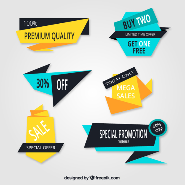 626x626 Geometric Pack Of Stickers With Special Offers Vector Free Download