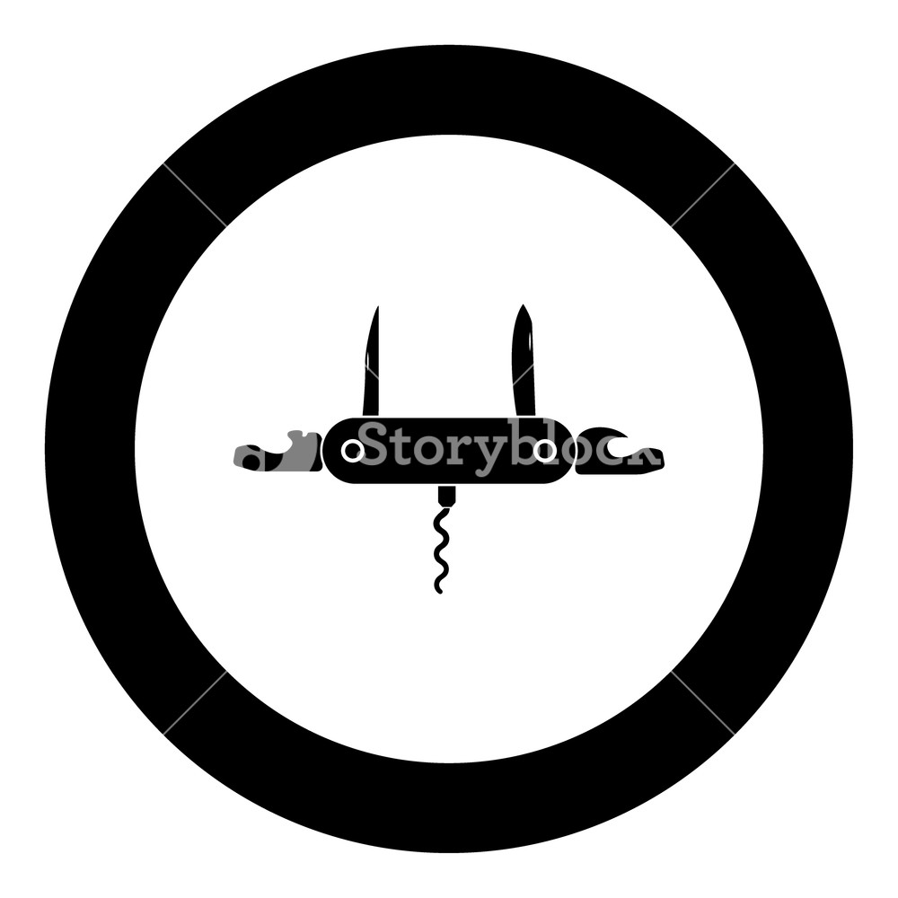 1000x1000 Penknife Or Pocket Knife Black Icon In Circle Vector Illustration