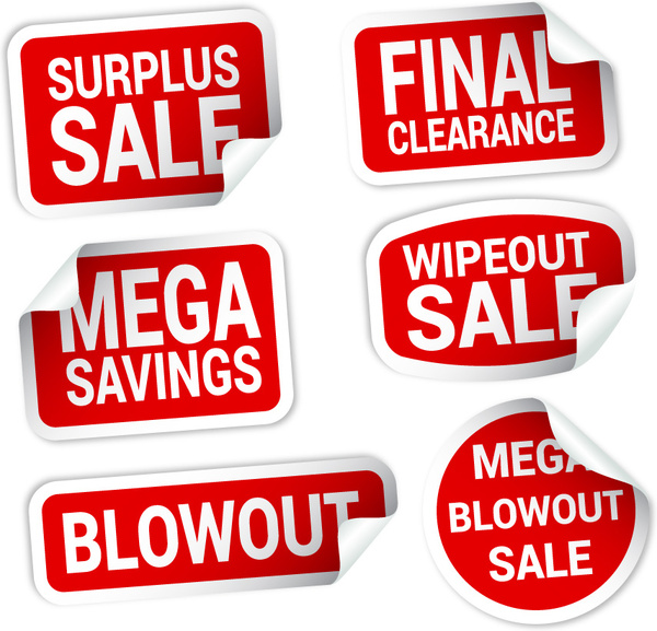 600x577 Set Of Stickers For Best Stock Sales Free Vector In Adobe