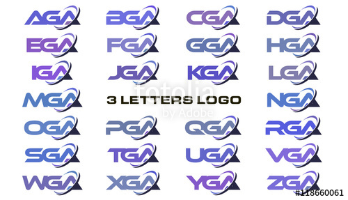500x287 3 Letters Modern Swoosh Logo Aga, Bga, Cga, Dga, Ega, Fga, Gga