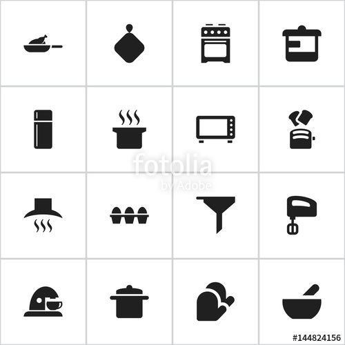 500x500 Set Of 16 Editable Cooking Icons. Includes Symbols Such As Stove