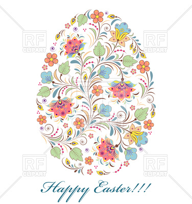 376x400 Floral Colorful Easter Egg Vector Image Vector Artwork Of Design