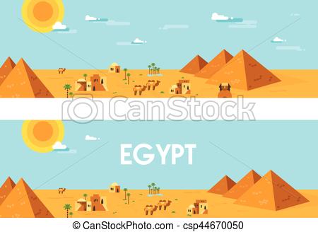 450x328 Web Banner. Landscape Of Ancient Egypt. Editable Vector