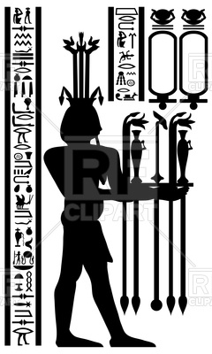 240x400 Egyptian Hieroglyphs And Fresco Silhouette Vector Image Vector