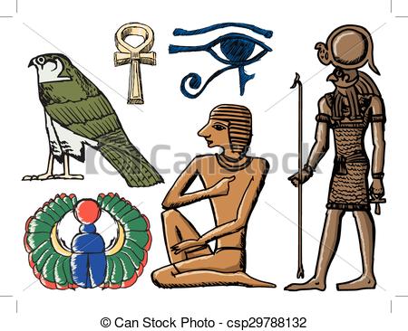 450x366 Symbols Of Ancient Egypt. Set Of Hand Drawn, Sketch Illustrations