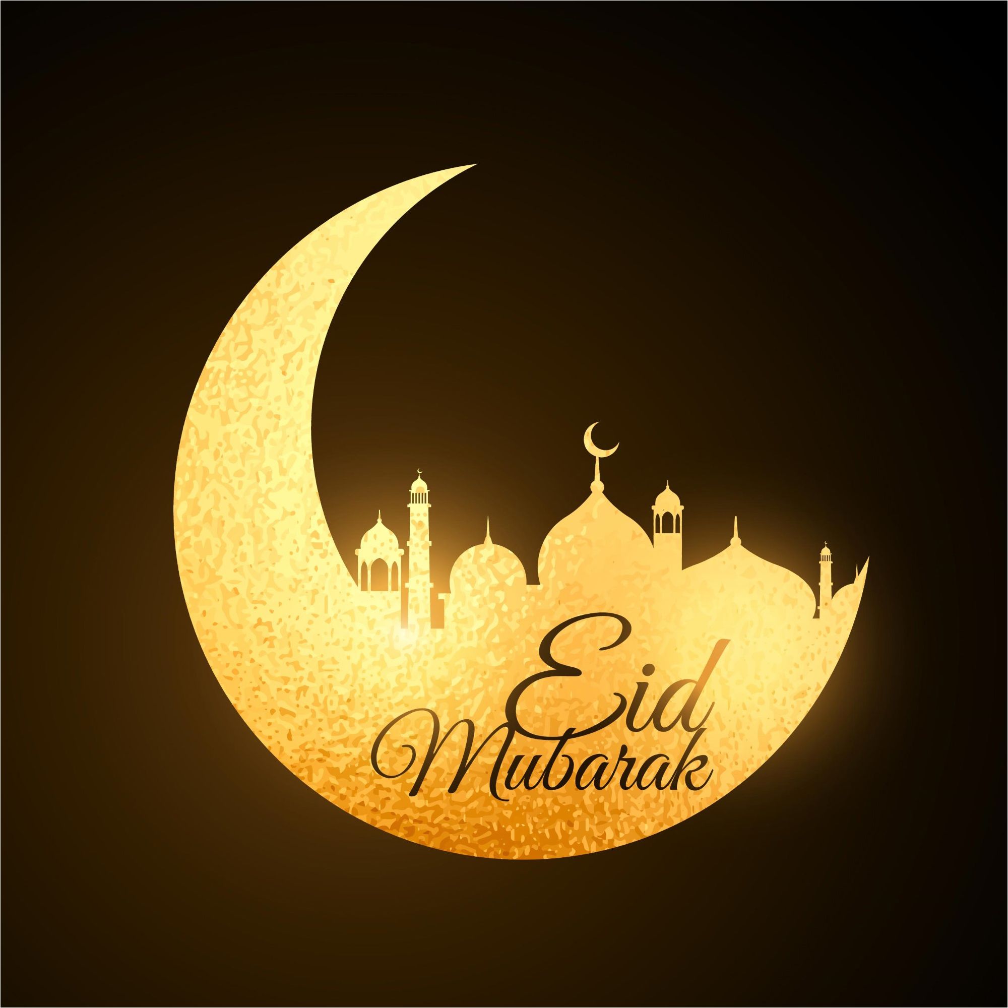 2000x2000 Golden Moon Amp Mosque Design Eid Mubarak Vector I Love Allah