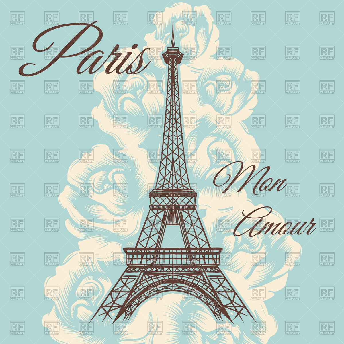 1200x1200 Paris My Love Vintage Poster With Eiffel Tower Vector Image