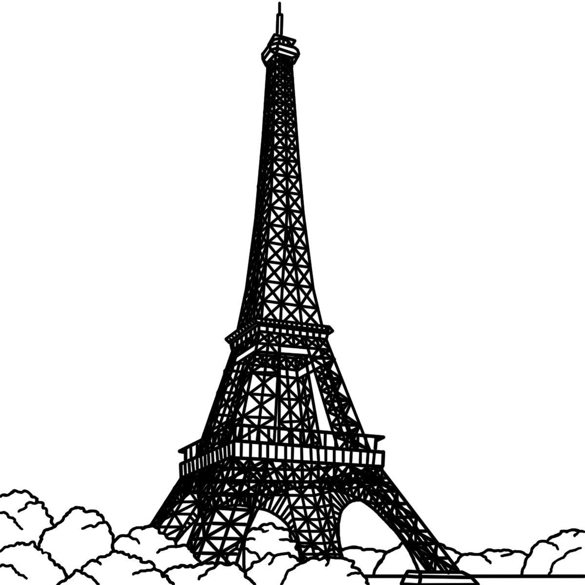 1200x1200 Drawn Eiffel Tower Vector