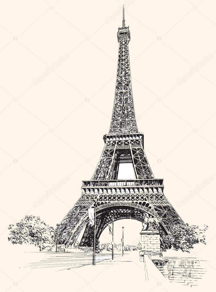 757x1024 Eiffel Tower Drawing