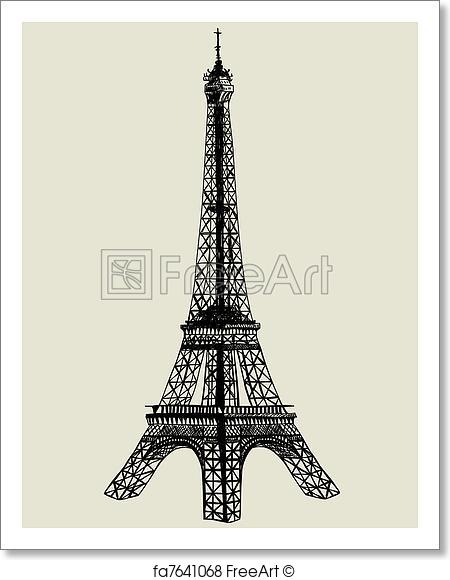 450x580 Free Art Print Of Eiffel Tower. . Eiffel Tower. Vector Sketch