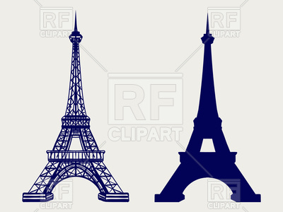 400x300 Eiffel Tower Silhouette And Hand Sketched Icons Vector Image
