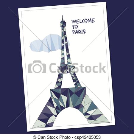 450x470 Eiffel. Vector Illustration Of Eiffel Tower In Low Poly Style